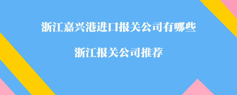浙江嘉興港進口報關公司有哪些？浙江報關公司推薦